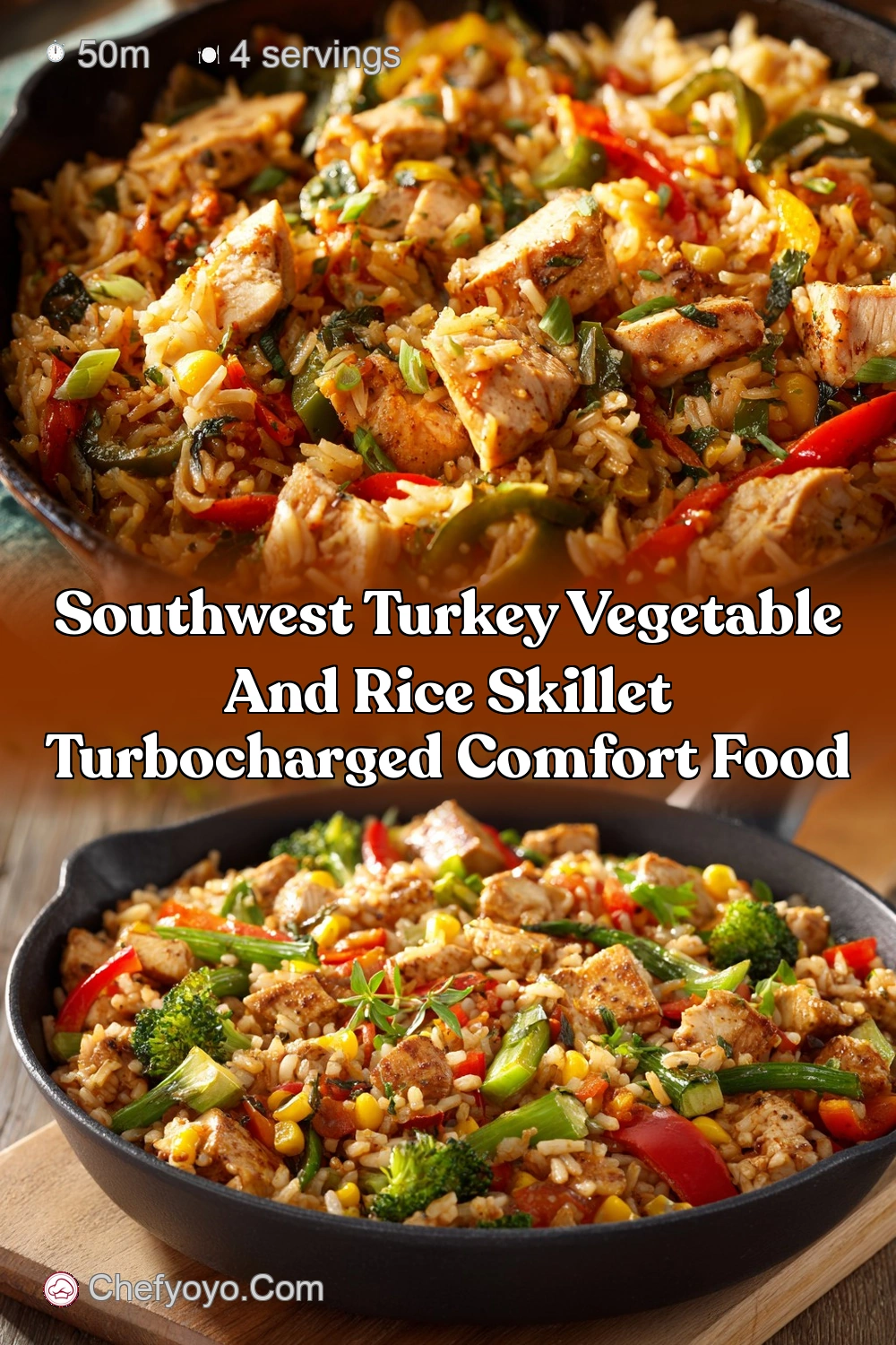 Southwest Turkey Vegetable and Rice Skillet Quick OnePan…