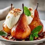 Amaretto Maple Poached Pears Elegant Autumn Dessert Recipe