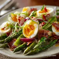 Asparagus Egg and Bacon Salad with Dijon Vinaigret: Classic Spring Lunch