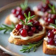 Easy Cranberry and Brie Crostini Recipe with Rosemary