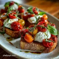 Burrata Bruschetta in 25 Minutes: Roasted Tomatoes & Creamy Cheese