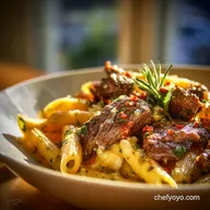 Creamy Cheesy Penne with Garlic Butter Ground Beef Bake