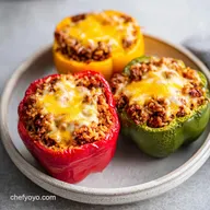 Cheesy Stuffed Bell Peppers: Beef and Rice
