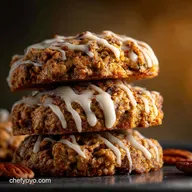 Chewy Carrot Cake Oatmeal Cookies Recipe with Cr&egrave;me Fra&icirc;che Glaze