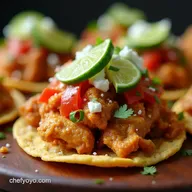 Cinco de Mayo Party Food Chicken Tinga Tostada Fiesta