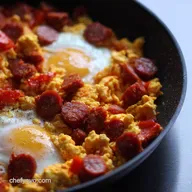 Chorizo & Eggs Fiesta Scramble: Spanish Sunrise!