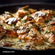 Chicken and Mushrooms in White Wine Sauce: Velvety Creamy Dinner