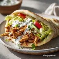Crockpot Greek Chicken Pitas with Tzatziki