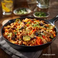 Southwest Turkey Vegetable and Rice Skillet Quick OnePan Meal