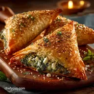 Authentic Flaky Traditional Spanakopita Triangles with Zesty Feta