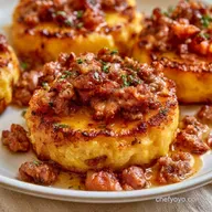 Crispy Fried Polenta Beef Sausage