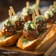 Garlic Butter Meatball Subs on a Stick: Handheld Party Appetizers