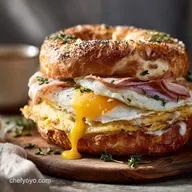 Egg Sandwich on a Homemade Bagel: Ultimate Fluffy Omelette Stack