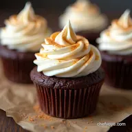 Deep Dark Hot Chocolate Cupcakes with Toasted Marshmallow Frosting