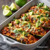 Chicken Enchilada Stuffed Zucchini Boats - The Healthy Low Carb Dinner Swap