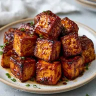 Crispy Baked Marinated Tofu Cubes