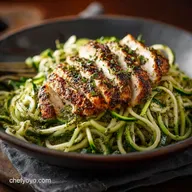 25Minute Healthy Pesto Chicken with Zucchini Noodles
