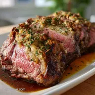 ribeye roast: Perfect Garlic-Herb Crust Red-Wine Pan Jus