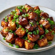 Crispy Scallion Garlic Tofu Stir Fry
