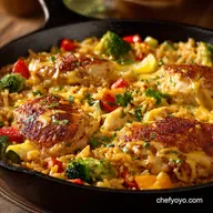 Skillet Cheesy Chicken and Veggie Rice Ultimate One-Pan Dinner