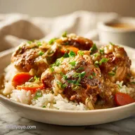 Smothered Chicken and Rice for 6 Servings