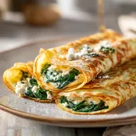French Crepes Spinach Feta Recipe for 4 Servings