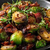 Sticky balsamic Brussels sprouts bacon Crispy Brus: Festive Glazed