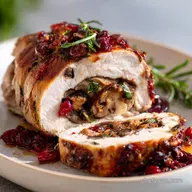 Stuffed Turkey Breast: Elegant Roulade with Mushroom Cranberry Stuffing