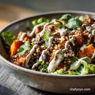 Roasted Sweet Potato and Black Bean Quinoa Bowls Zesty Dressing