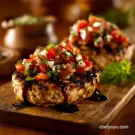 Turkey Bruschetta Burgers: Juicy Grilled Recipe with Balsamic Glaze