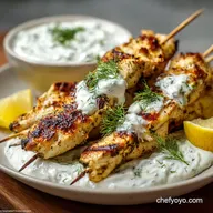The Best Greek Lemon Chicken Skewers with Flawless Tzatziki Sauce