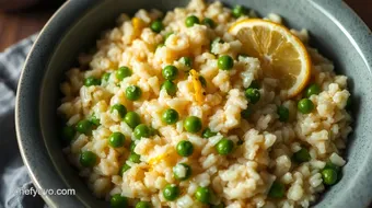 Creamy Fish Stock Risotto with Peas & Lemon Zest: A Family Favorite recipe card