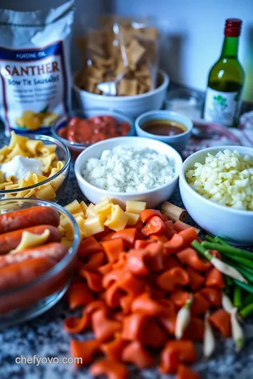 Deliciously Creamy Sausage Bow Tie Pasta ingredients