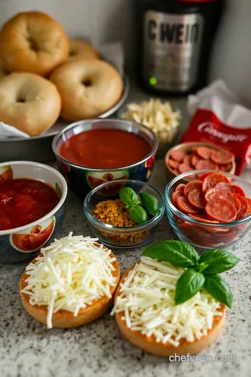 Quick and Cheesy Oven-Baked Bagel Pizzas ingredients