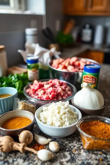 Savory Jamaican Curry Goat with Fragrant Rice ingredients