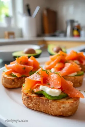 Smoked Salmon & Avocado Bruschetta with Lemon-Dill Cream Cheese steps