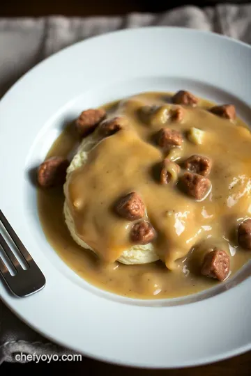 Southern Comfort: Homemade Sausage Biscuits and Gravy presentation