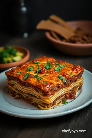 Spicy Salsa Verde Mexican Lasagna presentation