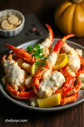 Sublime King Crab Legs with Garlic Butter presentation