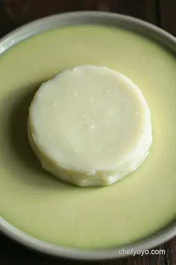 Sweet Coconut Rice Cake with Pandan Custard (Bánh Cam) presentation