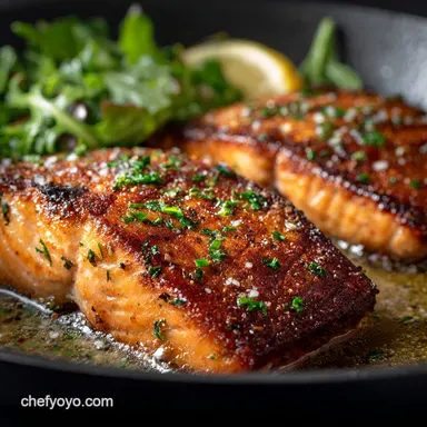 The Ultimate 15Minute Crispy Garlic Butter Pan Seared Salmon Recipe Card