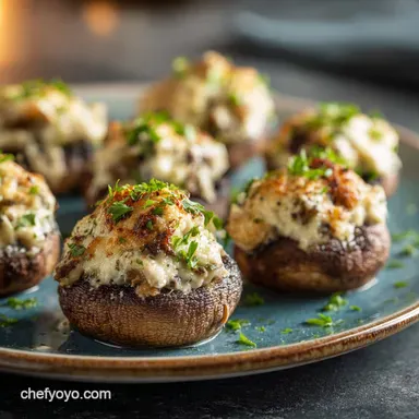Lazy Stuffed Mushrooms 5-Ingredient Creamy Weeknight Appetizer Recipe Card
