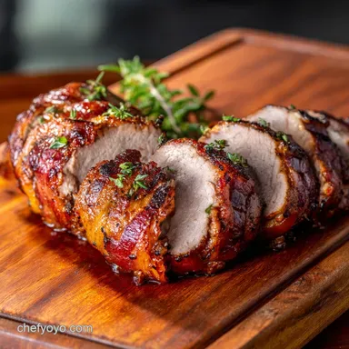 Air Fryer Bacon Wrapped Pork Tenderloin Juicy Ultra Crispy Recipe Card