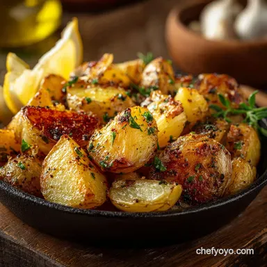 Greek Garlic Roasted Potatoes: Authentic Lemon Garlic Recipe Recipe Card