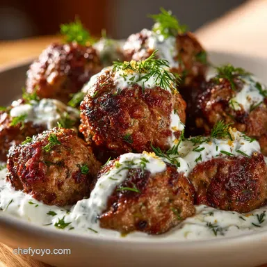 Zesty Keftedes Greek Meatballs with Tzatziki Sauce Recipe Recipe Card