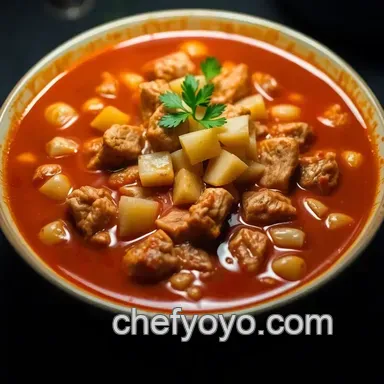 My Family's Favorite Receta Pozole Rojo: Hearty Red Chili Stew Recipe Card