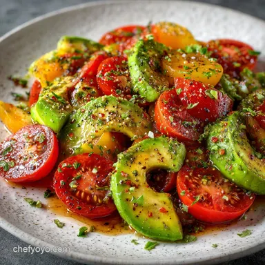 Avocado and Tomato Salad Recipe for 4 Servings Recipe Card