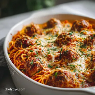 Baked Spaghetti and Meatballs in 1 Hour Recipe Card