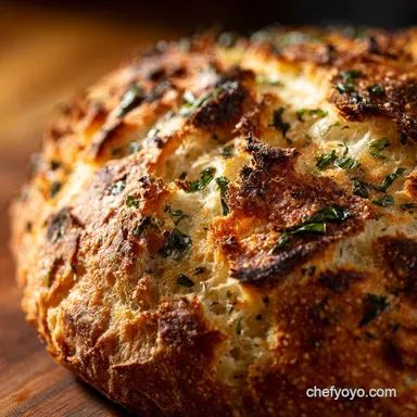 Basil and Garlic No Knead Bread: The Rustic Dutch Oven Artisan Loaf Recipe Card