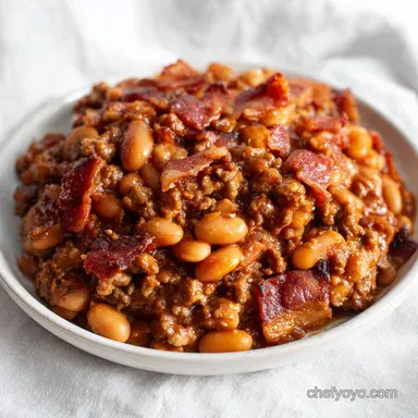 Baked Beans with Ground Beef for 10 Servings Recipe Card